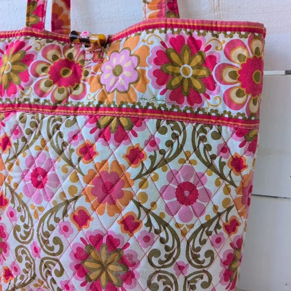 Vera Bradley Quilted Folkloric Tote Bag Bright Colorful Floral Roomy Bloomcore